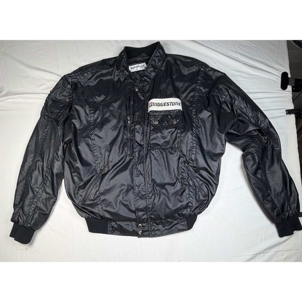 Vintage Swingster Bridgestone Racing Jacket Mens XXL Black Motorsport Bomber
